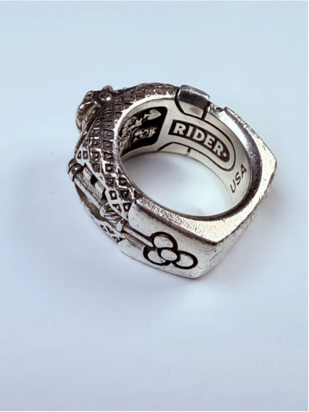 NightRider King's Ring Black Onyx Eyes 925 Sterling Silver Biker Ring $690